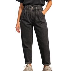 Vintage 80's Gitano Jeans Black High Rise Tapered Fit Size 5/6 JR Rigid Denim
